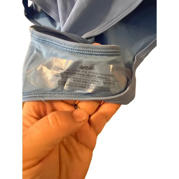 Aerie Cheekiest One Piece deep scoop swimsuit with cutouts on side XL baby blue - Picture 4 of 5